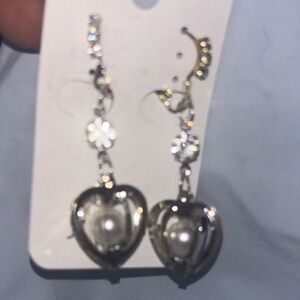 New Jinala Silver caged Pearl Drop Earrings